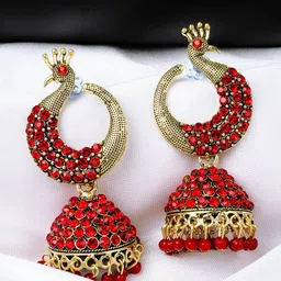 Fashion Frill Red Contemporary Jhumkas Earrings-picture-20