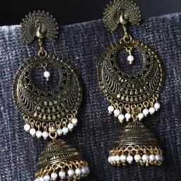 ANIKAS CREATION Gold-Toned Contemporary Jhumkas Earrings-picture-40