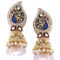 Anouk Gold-Plated Dome-Shaped Beaded Jhumkas-picture-33