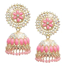 Shining Jewel - By Shivansh Gold-Plated Contemporary Jhumkas Earrings-picture-26