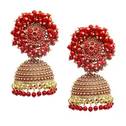 Shining Jewel - By Shivansh Gold-Plated Contemporary Jhumkas Earrings-picture-29