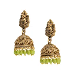 Shining Jewel - By Shivansh Gold Plated Cubic Zirconia Dome Shaped Jhumkas-picture-29