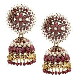 Shining Jewel - By Shivansh Gold Plated Contemporary Cubic Zirconia Jhumkas-picture-38