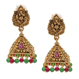Shining Jewel - By Shivansh Gold Plated Temple Contemporary Jhumkas-picture-33