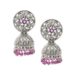 Shining Jewel - By Shivansh Silver-Plated Contemporary Artificial Beads Jhumkas-picture-33