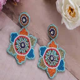 UNIVERSITY TRENDZ Gold-Plated Beaded Classic Drop Earrings-picture-37