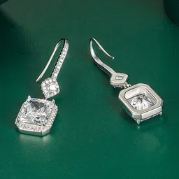 Designs & You Silver Plated CZ Studded Drop Earrings-picture-32