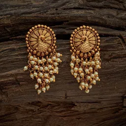 Kushal's Fashion Jewellery Gold-Plated Beaded Classic Antique Drop Earrings-picture-35