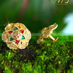 Vighnaharta Gold-Plated Floral Studs Earrings image 1