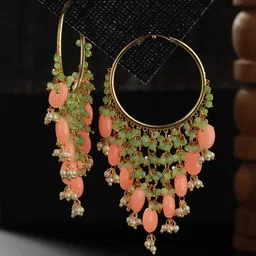 Jazz and Sizzle Gold-Plated Beaded Circular Hoop Earrings-image-42