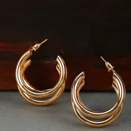 Bhana Fashion Gold Plated Circular Half Hoop Earrings-picture-34