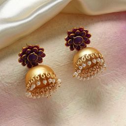 Anouk Gold-Toned Gold-Plated Dome Shaped Jhumkas-picture-17