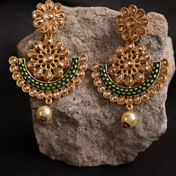 Jazz and Sizzle Green Contemporary Chandbalis Earrings-picture-43
