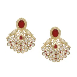 Silvermerc Designs Gold-Plated Contemporary Stone Studded Drop Earrings-picture-27