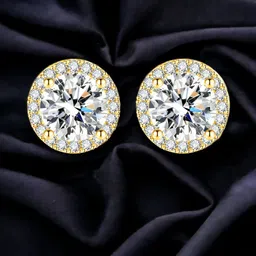 Designs & You Gold-Plated Cubic Zirconia Circular Studs Earrings-picture-25