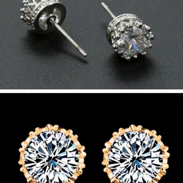 OOMPH Gold & Silver-Toned Circular Studs Earrings-picture-51