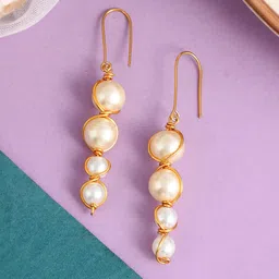 Silvermerc Designs Women Gold-Plated Contemporary Drop Earrings-picture-44