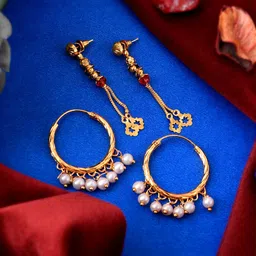 Silvermerc Designs Set Of 2 Gold-Plated Contemporary Drop Earrings-picture-23