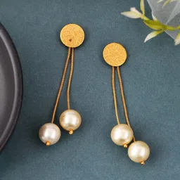 Silvermerc Designs Gold-Plated Artificial Beads Contemporary Drop Earrings-picture-37