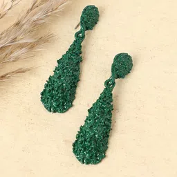 SOHI Green & Gold-Plated Contemporary Drop Earrings-picture-24