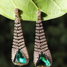 SOHI Green Contemporary Drop Earrings-picture-44