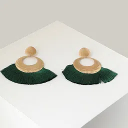 SOHI Green & Gold-Toned Gold-Plated Contemporary Drop Earrings-image-13