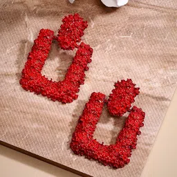 SOHI Textured Geometric-Shaped Drop Earrings - image 1