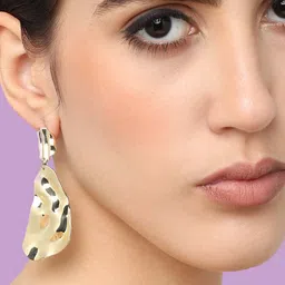 SOHI Gold-Plated Contemporary Drop Earrings image 1