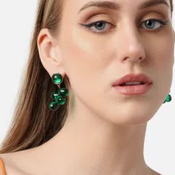 SOHI Gold-Plated Contemporary Drop Earrings image 1