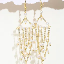 XPNSV Beads-Studded Contemporary Drop Earrings-picture-41