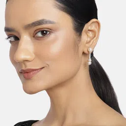 Estele Women Gold-Toned & White Contemporary Drop Earrings-picture-30