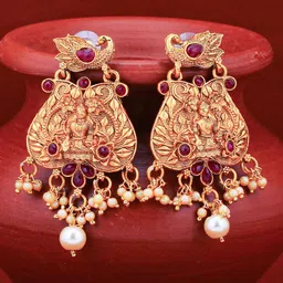 Sukkhi Pink Contemporary Drop Earrings-picture-23