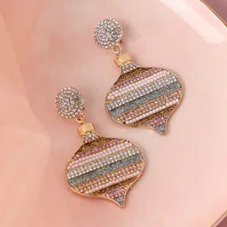 SOHI Multicoloured Gold Plated Contemporary Drop Earrings-picture-24
