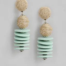 RICHEERA Green & Beige Contemporary Drop Earrings-picture-14