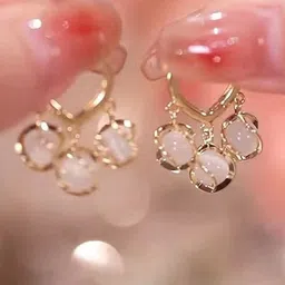PolluxCraft Gold-Plated Pearls Beaded Contemporary Shaped Hoop Earrings-picture-20