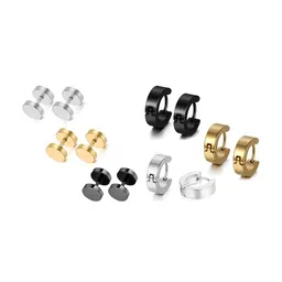 KARISHMA KREATIONS Men Set of 6 Stainless Steel Earrings-picture-10