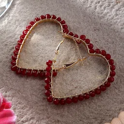 Mali Fionna Gold-Plated Heart Shaped Hoop Earrings-picture-31