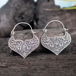 Studio One Love Silver-Plated Contemporary Hoop Earrings-picture-26
