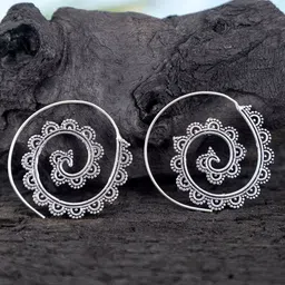 Studio One Love Silver-Plated Contemporary Hoop Earrings-picture-14