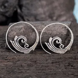 Studio One Love Silver-Plated Contemporary Hoop Earrings-picture-16