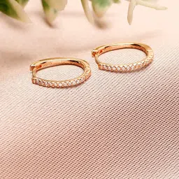 GIVA 925 Sterling Silver Rose Gold Plated Shining Hoop Earrings-picture-25