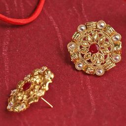 DIVASTRI Gold-Plated Artificial Stones Studded Circular Studs-image-69