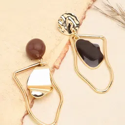 SOHI Women Pack Of 2 Brown & Coffee Brown Contemporary Drop Earrings-picture-25