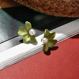SOHI Gold- Plated Floral Studs Earrings-picture-10