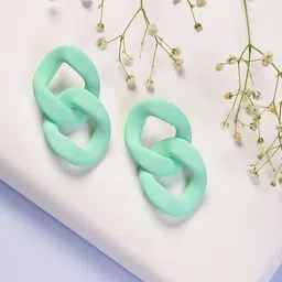 SOHI Green Contemporary Studs Earrings-picture-14