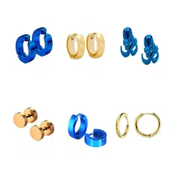 KARISHMA KREATIONS Men Set Of 6 Stainless Steel Contemporary Studs Earrings-picture-41