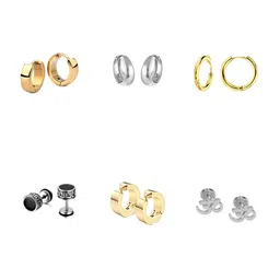 KARISHMA KREATIONS Unisex Set Of 6 Gold-Plated Contemporary Studs Earrings-picture-32