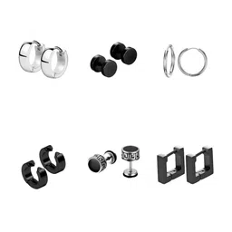 KARISHMA KREATIONS Men Set Of 6 Silver-Plated Circular Stud Earrings-picture-40