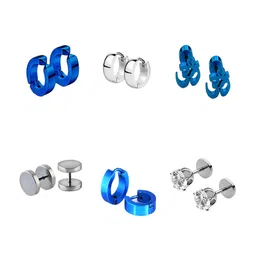 KARISHMA KREATIONS Set Of 6 Silver Plated Cubic Zirconia Studs-image-63