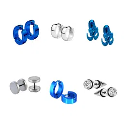 KARISHMA KREATIONS Men Set Of 6 Stainless Steel Contemporary Studs Earrings-picture-22